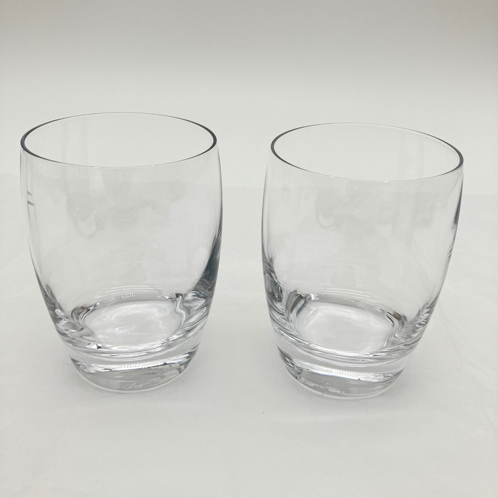 Luigi Bormioli Drinking Glasses Bach Set of 2 Clear Crystal Barware Signed Italy